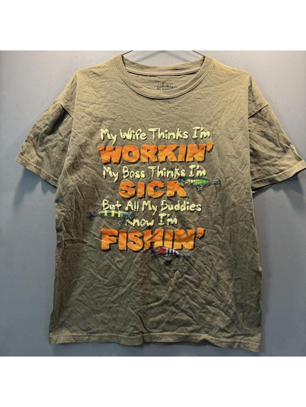 Y2K Lifestyle Classics “My Wife Thinks I’m Workin” Fish Tee